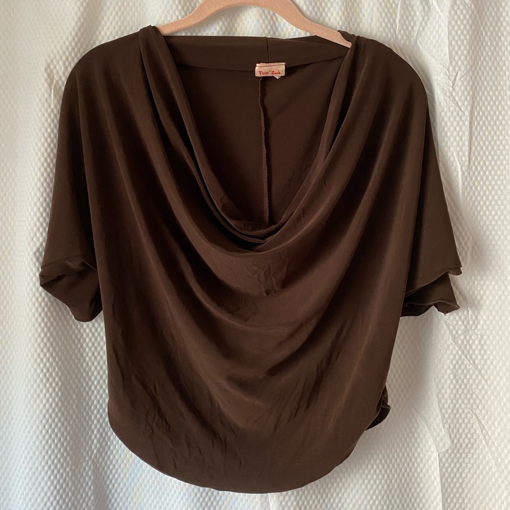 First Look Brown Short Sleeve Blouse